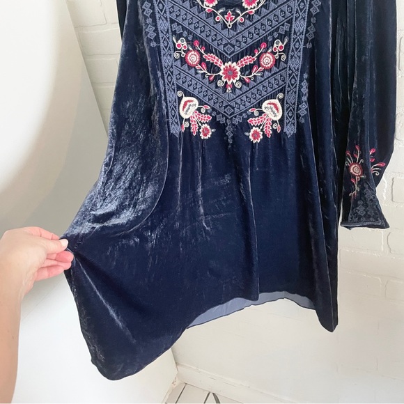 Johnny Was Tunic Embroidered Burnout Velvet Silk-Blend Asym Hem Long Sleeve XL - Picture 12 of 13